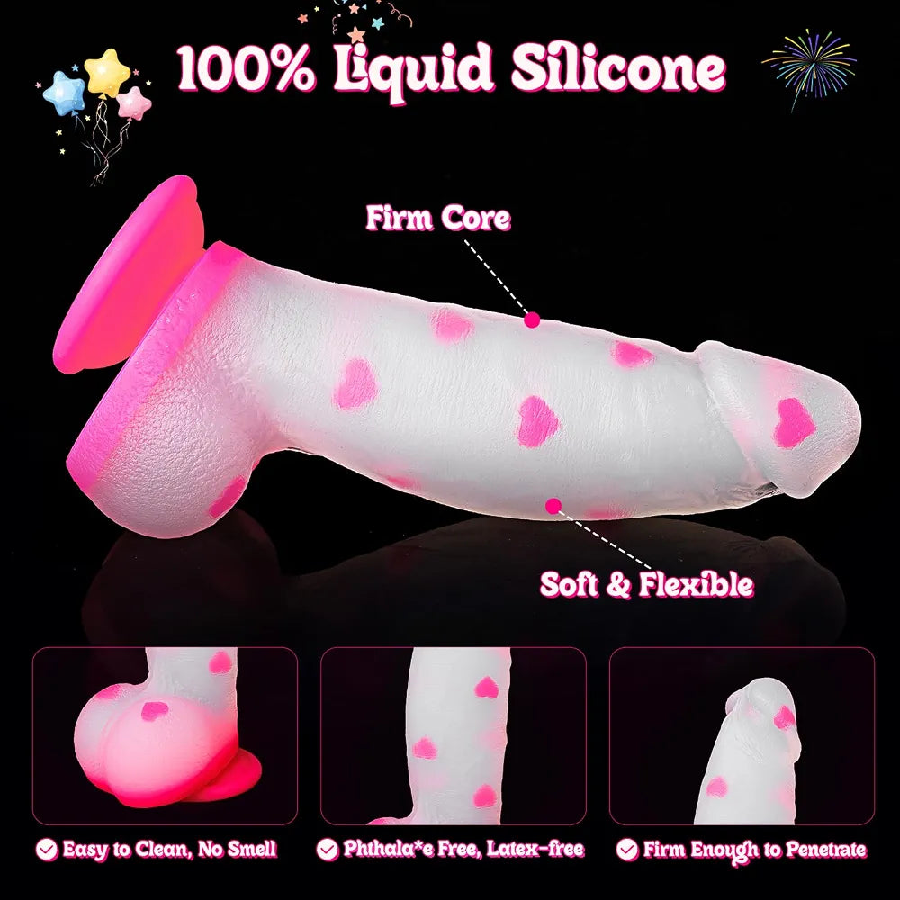 8-Inch Monster Fantasy Dildo - Pink Clear Liquid Silicone Suction Cup Strap-On for G-Spot and Anal Play