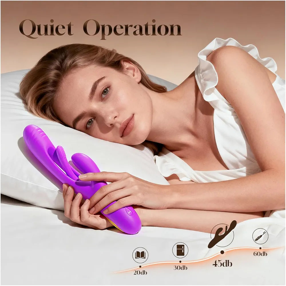 Aurieel 3-in-1 Rabbit G-Spot and Clitoral Vibrator with 14 Vibration Modes and Tongue Licking Stimulation