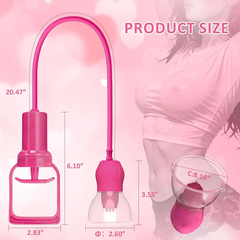 App-Controlled Nipple and Clitoral Suction Vibrator with Hand Pump