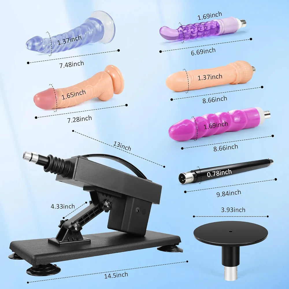 Automatic Thrusting Sex Machine with 3XLR Connector and Suction Cup Attachments for Men and Women