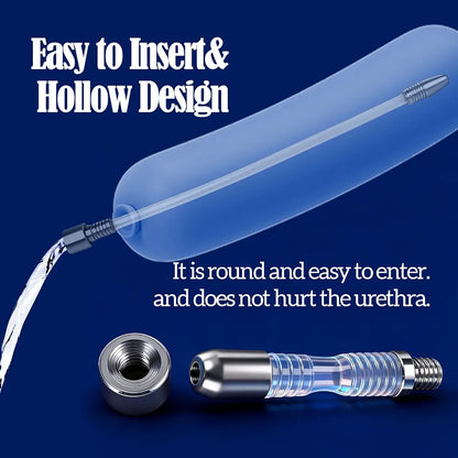 2-Piece Extra Long Silicone Hollow Urethral Sounding Rods for Prostate Training and BDSM