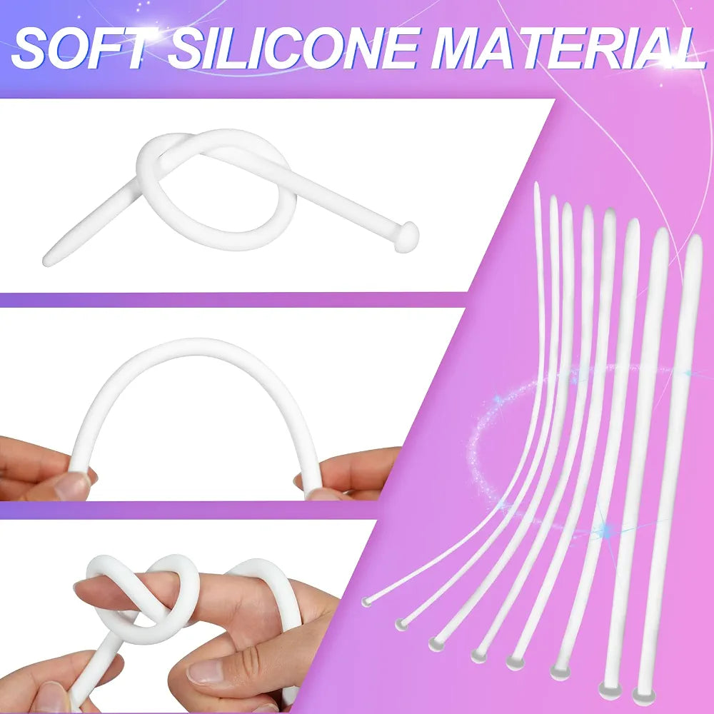 7-Piece Silicone Urethral Sound and Urinary Dilator Set for Men