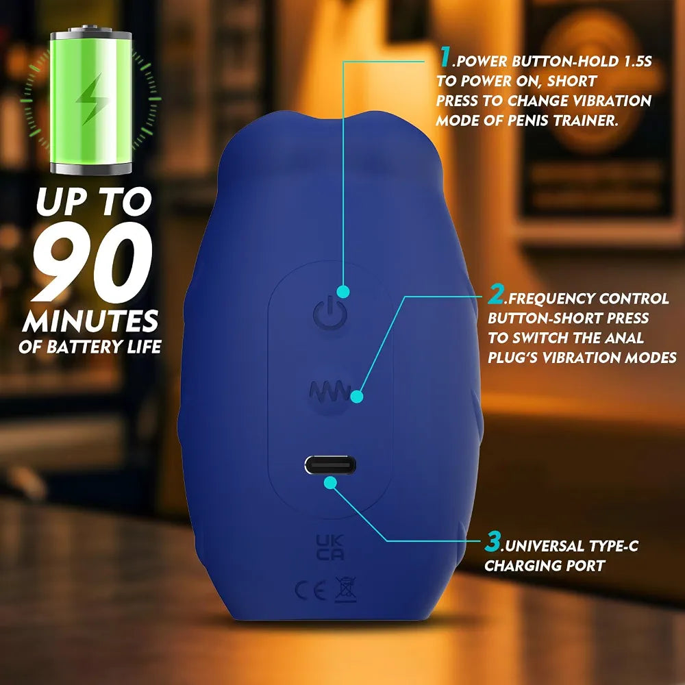 Advanced Male Masturbator with Detachable Butt Plug and Cock Ring - Hands-Free Vibrating Penis Trainer