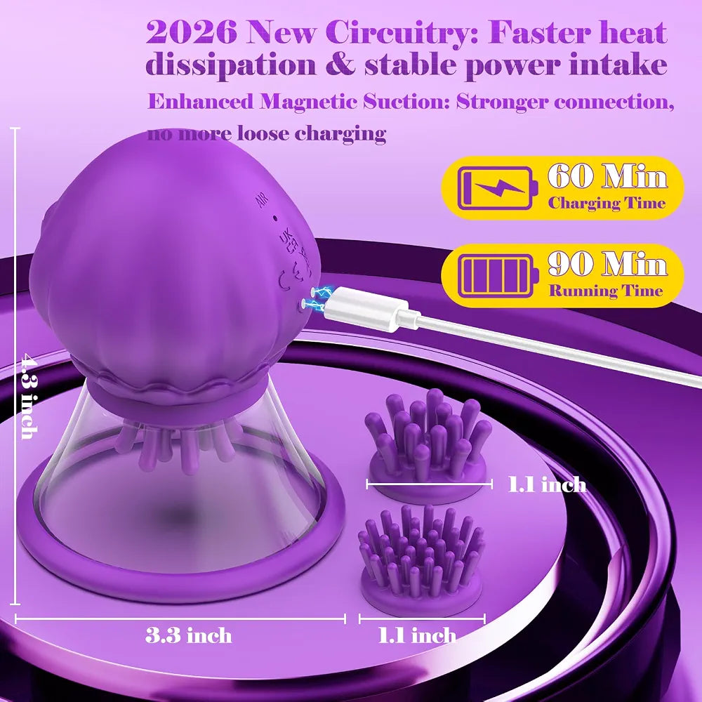 Silicone Jellyfish Vibrator with 10 Suction Modes and Rotating Clitoral Stimulator