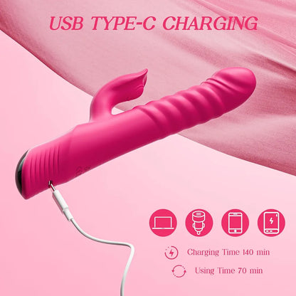Rechargeable Rabbit G-Spot Vibrator with 7 Thrusting and Vibration Modes