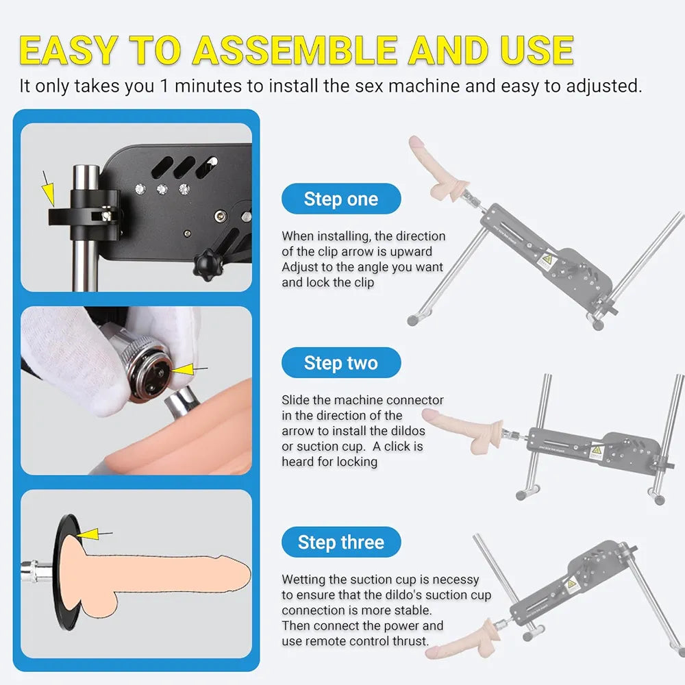 Automatic Thrusting Dildo Machine with 18 Modes, Suction Adapter, and Ultra-Quiet Adjustable Settings