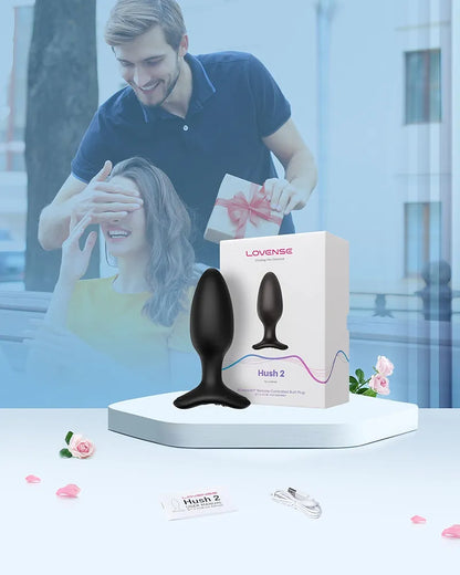 LOVENSE Hush 2 Remote-Controlled Silicone Anal Vibrator - 1.5 Inch Waterproof Rechargeable Plug