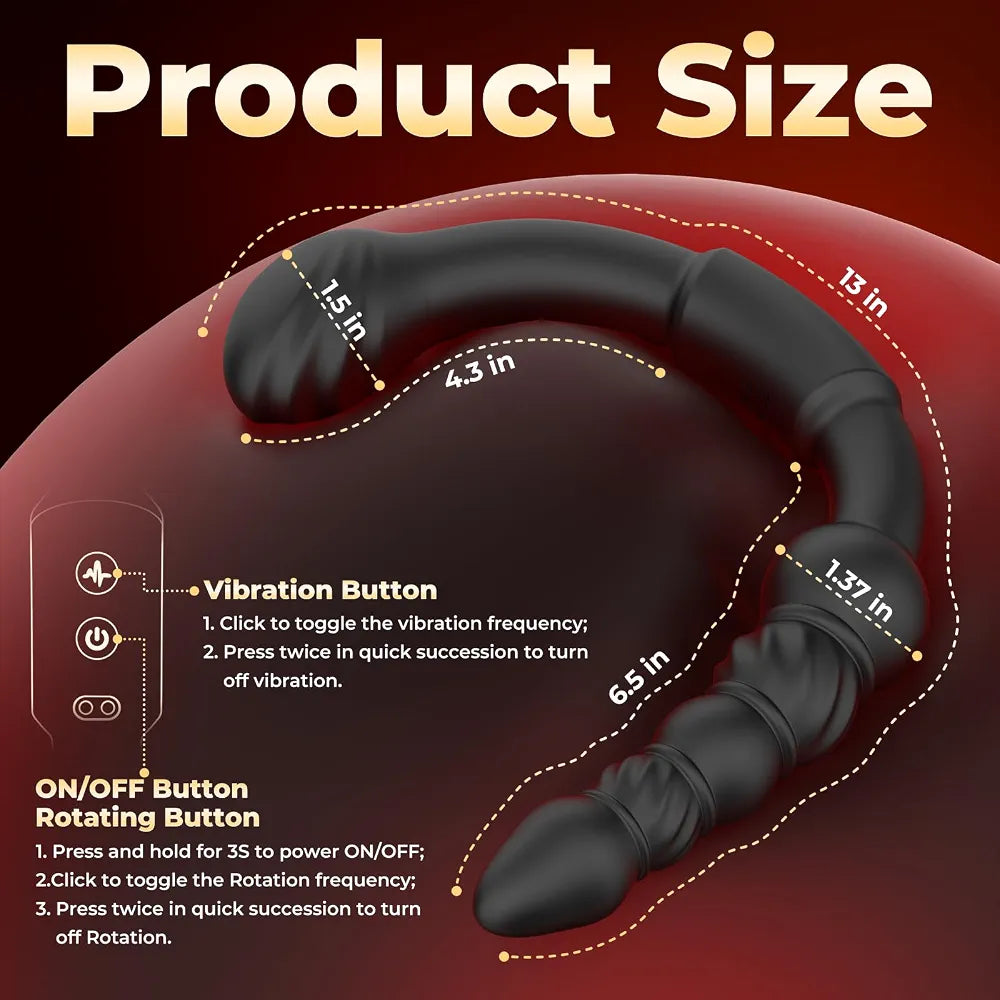 Ergonomic Dual-Ended Prostate Massager and Rotating Anal Bead Stimulator