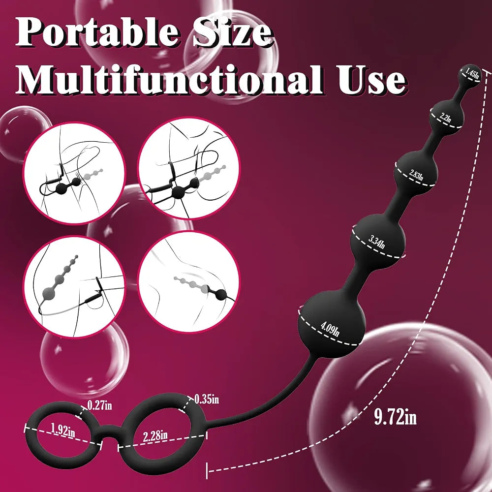 Silicone Graduated Anal Plug and Cock Ring Set for Couples
