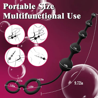 Silicone Graduated Anal Plug and Cock Ring Set for Couples