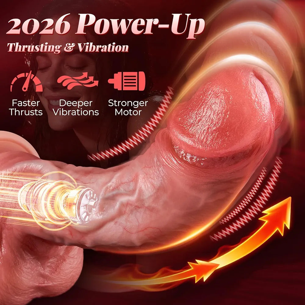 Premium 4-in-1 Realistic Thrusting & Vibrating Silicone Dildo with Suction Cup for G-Spot and Clitoral Stimulation