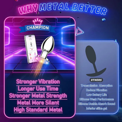 App-Controlled Vibrating Anal Butt Plug with Prostate Massager and Remote