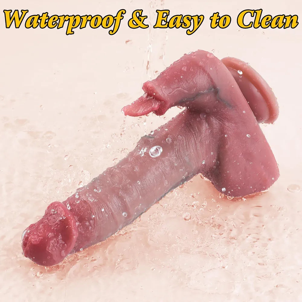 8.6-Inch Realistic Silicone Rabbit Dildo with 3 Thrusting and 9 Vibrating Modes, Suction Cup Base for G-Spot and Clitoral Stimulation