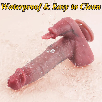 8.6-Inch Realistic Silicone Rabbit Dildo with 3 Thrusting and 9 Vibrating Modes, Suction Cup Base for G-Spot and Clitoral Stimulation