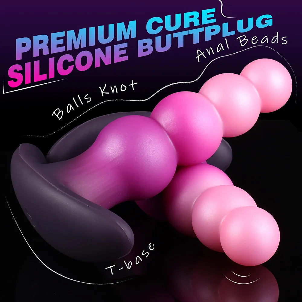 Premium 6.3-Inch Silicone Anal Bead Plug with T-Base for Prostate and G-Spot Stimulation