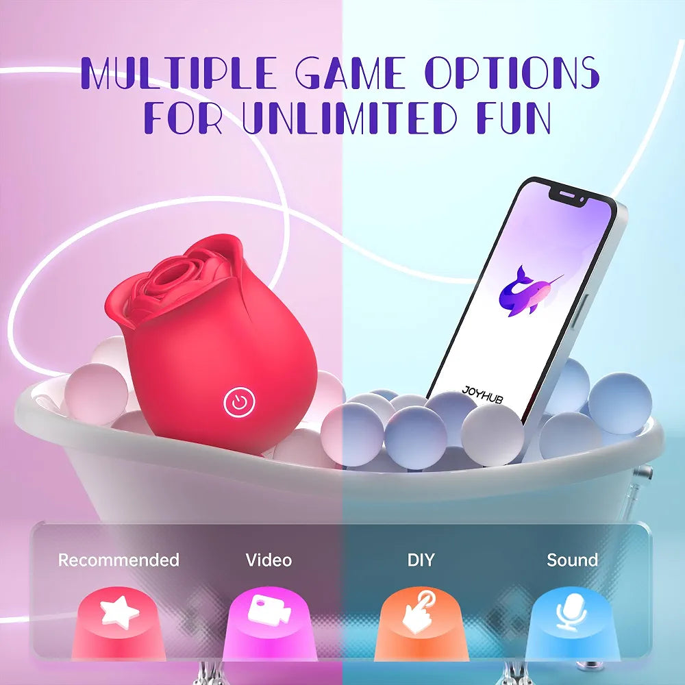 Rose-Shaped 2-in-1 Oral Suction and Clitoral Vibrator with 9 Stimulation Modes