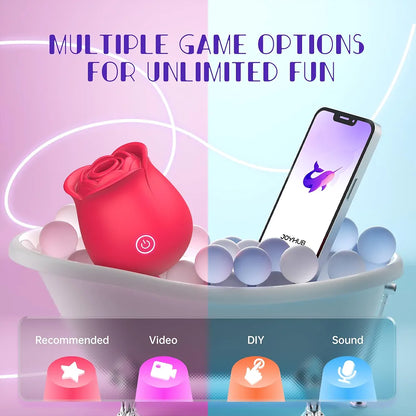 Rose-Shaped 2-in-1 Oral Suction and Clitoral Vibrator with 9 Stimulation Modes
