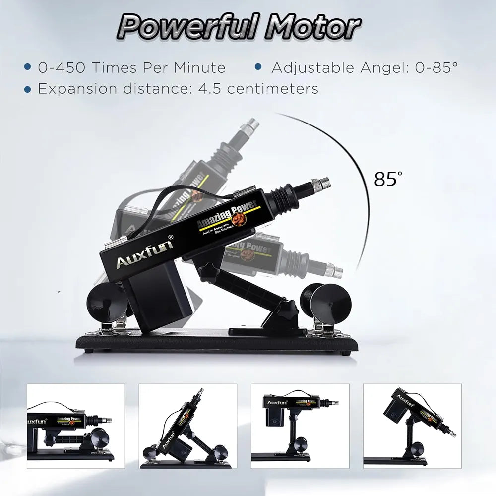 AUXFUN Automatic Thrusting Sex Machine with Bluetooth App Control and 6 Interchangeable Attachments