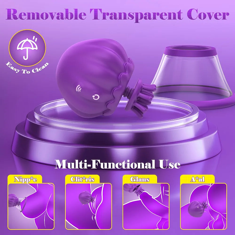 Silicone Jellyfish Vibrator with 10 Suction Modes and Rotating Clitoral Stimulator