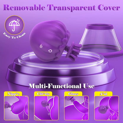 Silicone Jellyfish Vibrator with 10 Suction Modes and Rotating Clitoral Stimulator