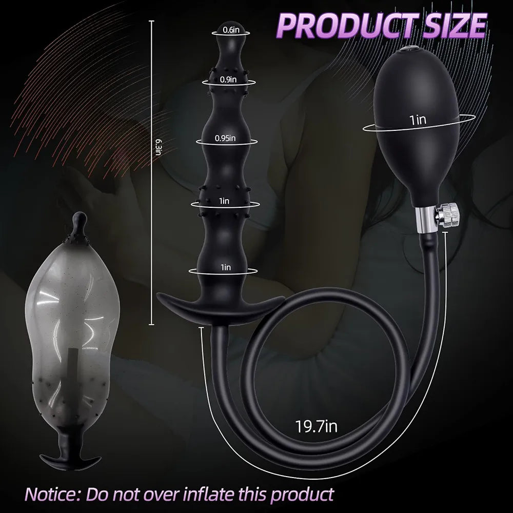 Inflatable Silicone Anal Plug with Manual Pump and Quick-Release Valve