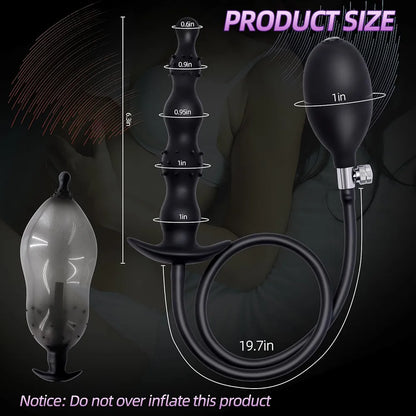 Inflatable Silicone Anal Plug with Manual Pump and Quick-Release Valve