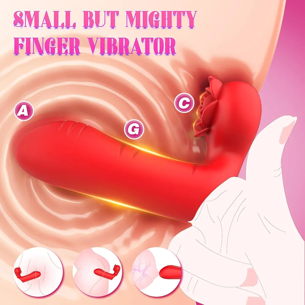 Rose-Shaped Dual-Channel Mini Vibrator for Clitoral and Nipple Stimulation