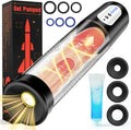 Electric Penis Pump Sex Toys - Automatic Penis Extender Enlargement Pump with 4 Suction Intensities, Digital Display Rechargeable Men Training Adult Sex Toys - Pumps & Enlargers 6 Cock Rings