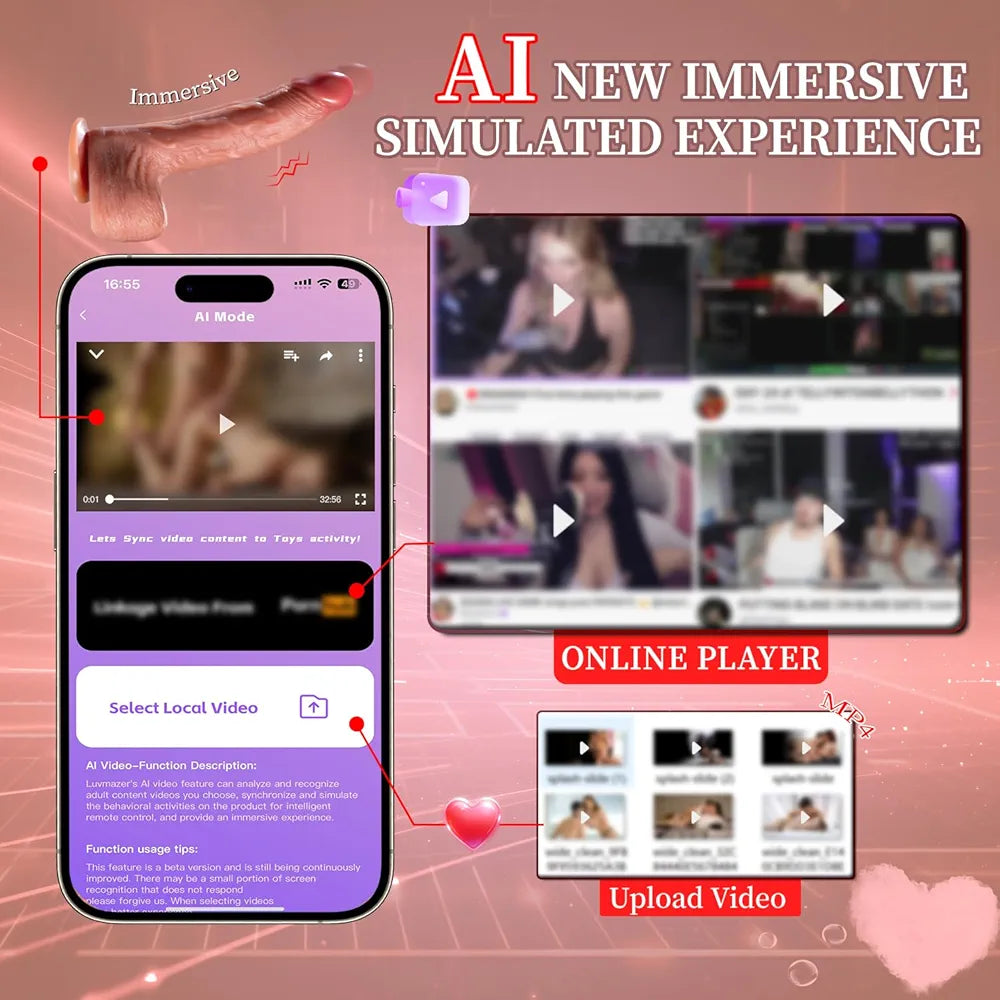 Luvmazer 6-in-1 Realistic Suction Cup Dildo with Remote, Heating, and Multi-Speed Vibration