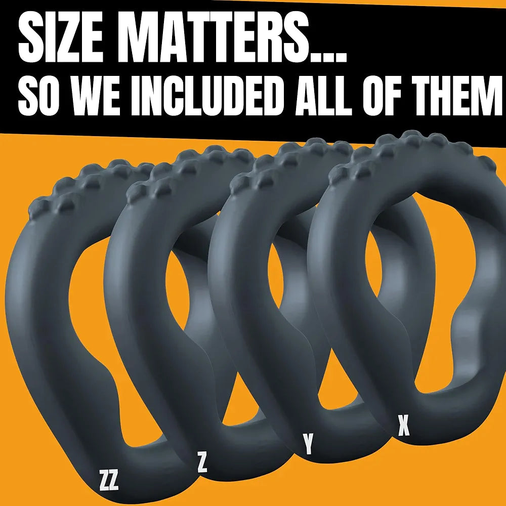 Premium Silicone Penis Ring Set - 4 Pack Multi-Pressure Point Enhancer