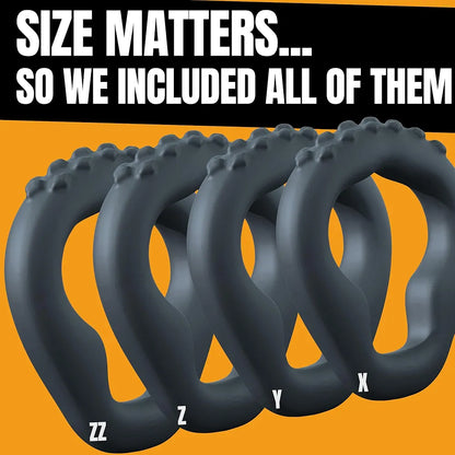 Premium Silicone Penis Ring Set - 4 Pack Multi-Pressure Point Enhancer