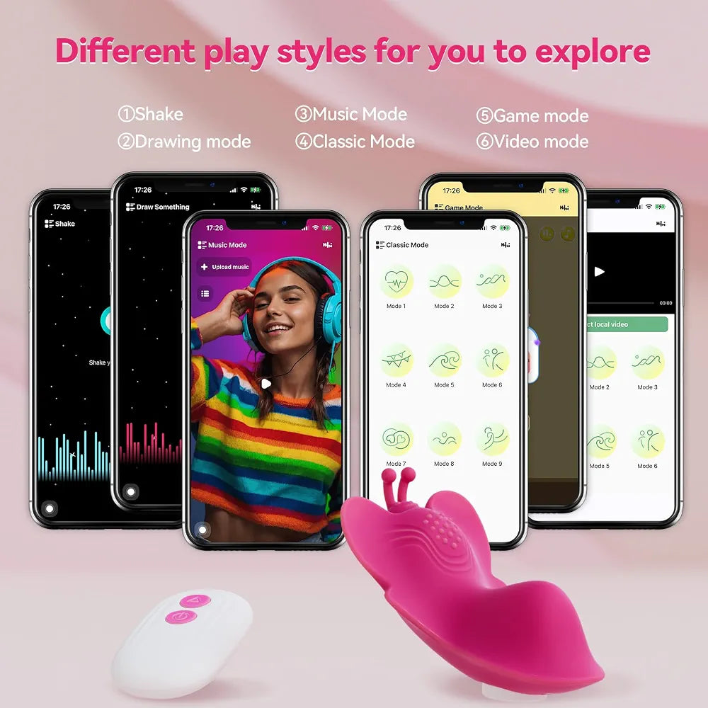 App-Controlled Wearable Butterfly Vibrator with 9 Vibration Modes - Discreet Clitoral Stimulator for Women