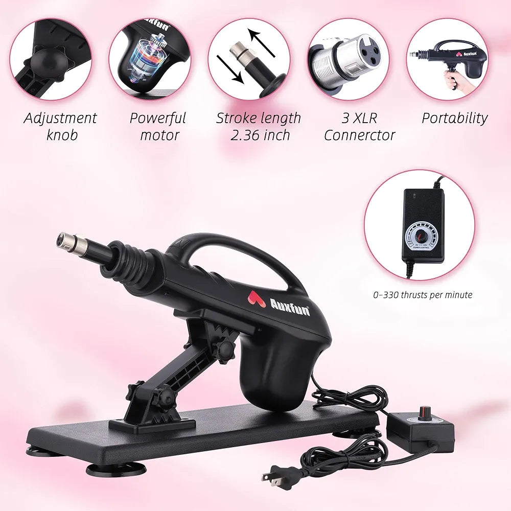 Auxfun Automatic Thrusting Sex Machine with 7 Attachments and Suction Cup Adapter