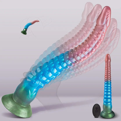 12.2" Fantasy Monster Tentacle Dildo with 10-Speed Remote Control Vibration, Waterproof Silicone Anal and G-Spot Massager for Couples