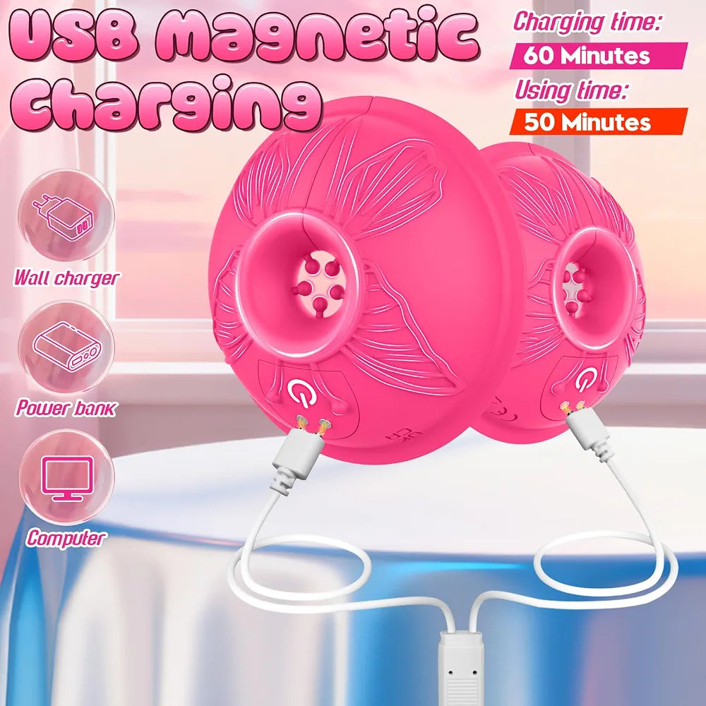 Adjustable Nipple Clamps with Remote Control Vibrator - Wearable Adult Pleasure Toy for Women