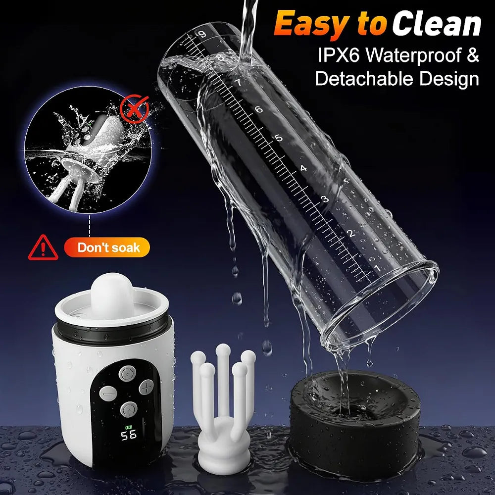 Male Penis Pump Sex Toys for Men, 3-in-1 Dick Enlarger Penis Extender & Male Masturbator, Detachable Glans Trainer with 5 Suction & 9 Vibration, Adult Sex Toys with Pocket Pussy for Men Masturbation