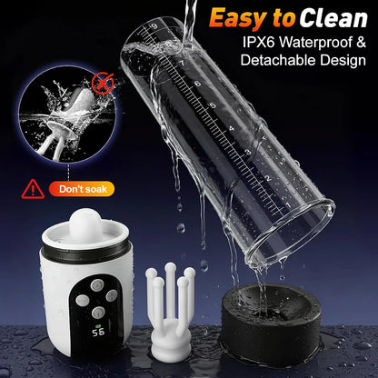 Male Penis Pump Sex Toys for Men, 3-in-1 Dick Enlarger Penis Extender & Male Masturbator, Detachable Glans Trainer with 5 Suction & 9 Vibration, Adult Sex Toys with Pocket Pussy for Men Masturbation