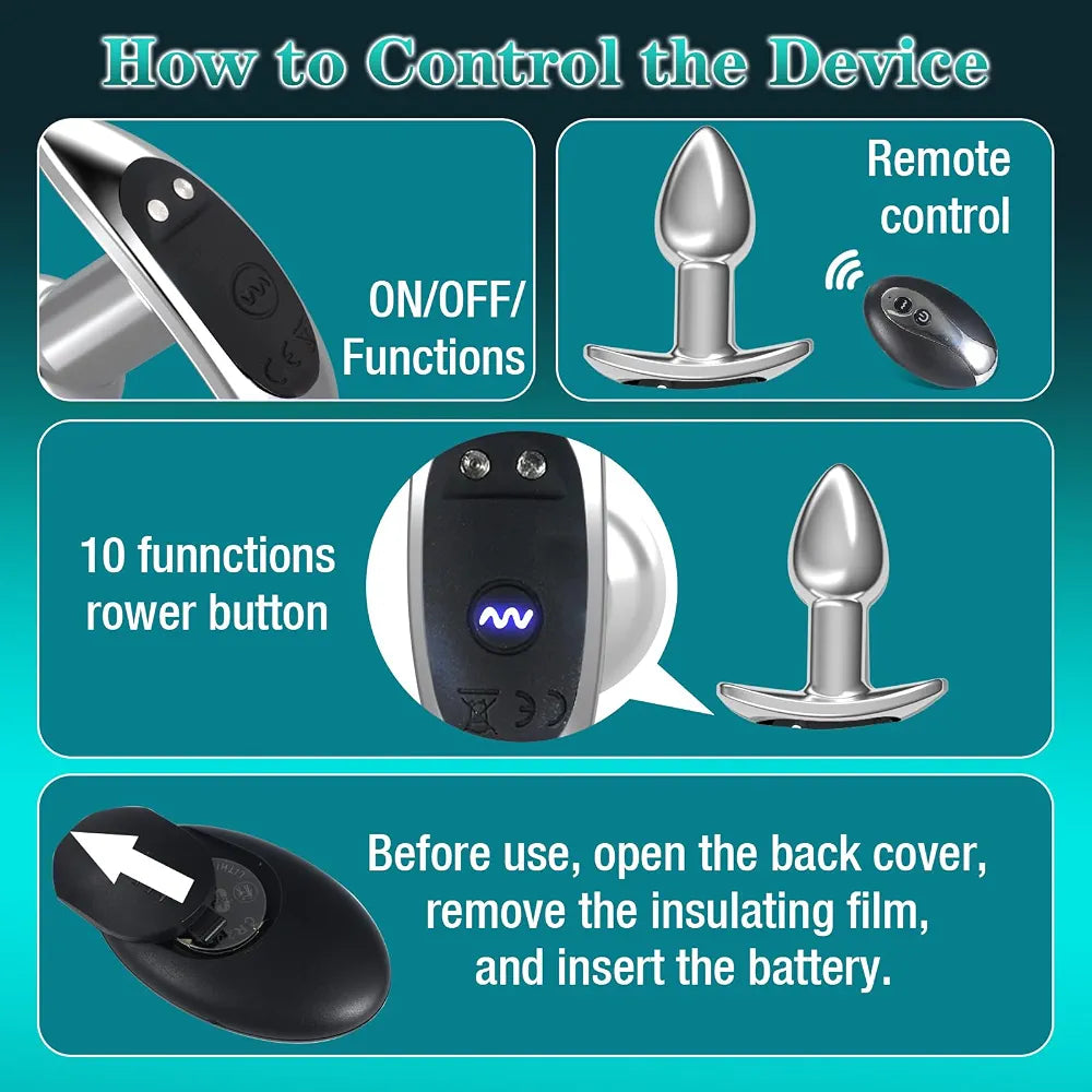 Premium 4-Piece Metal Anal Plug Set with Remote-Controlled Vibration and Prostate Stimulation