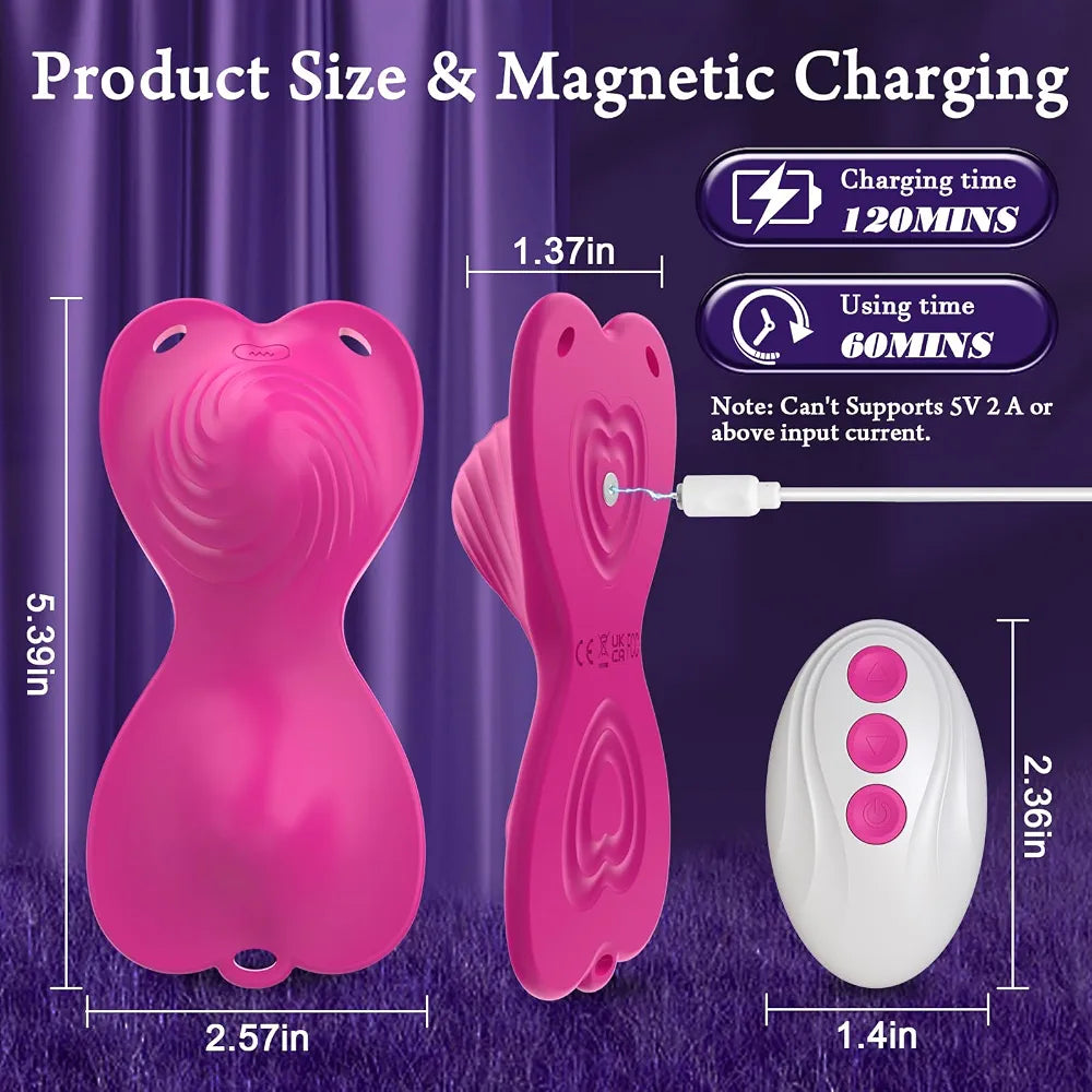Butterfly App-Controlled Dual-Motor Wearable Clitoral Stimulator with 18 Vibration Modes - Pink