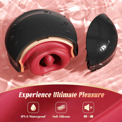 3-in-1 Rose Clitoral and Nipple Stimulator with 20 Vibration and Licking Modes