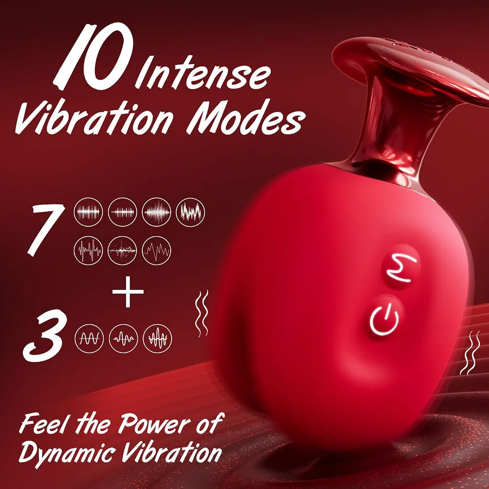 Rose-Shaped Silicone Nipple Clamps with 10-Mode Vibrating Clitoral Stimulator
