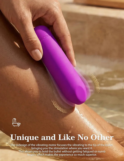 Rechargeable Waterproof Silicone Mini Bullet Vibrator - 10-Mode Purple Lipstick Massager