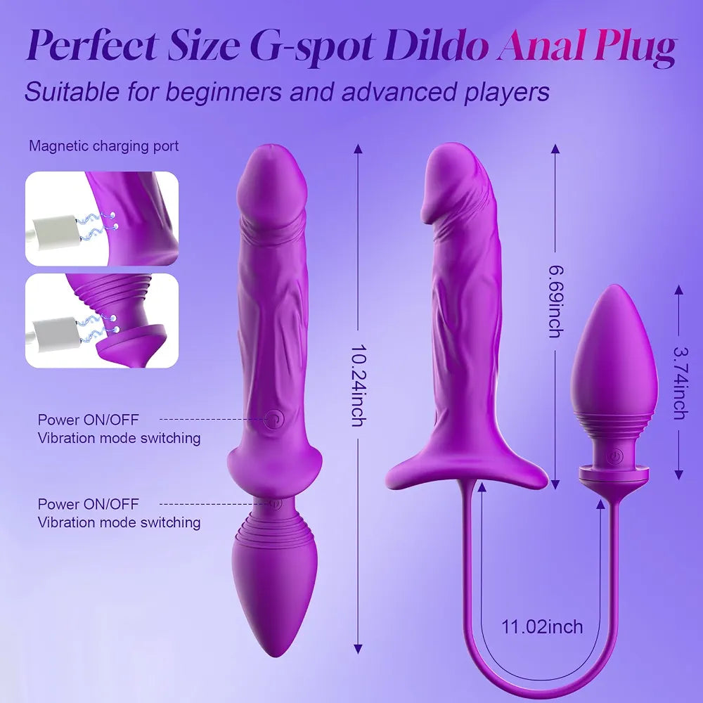 3-in-1 Couples Vibrating Dildo and Anal Plug Set for G-Spot and Prostate Stimulation