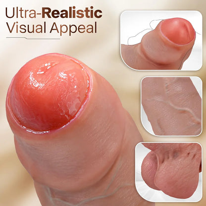 11-Inch Realistic Uncut Silicone Dildo with Strong Suction Cup - Lifelike Curved G-Spot and Anal Toy