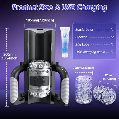 Automatic Male Masturbator with 12cm Thrusting Distance, Phone Stand, and Foldable Handle