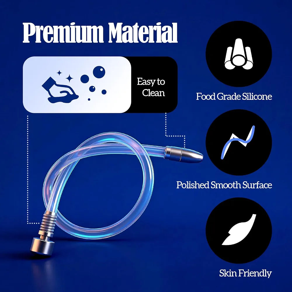 2-Piece Extra Long Silicone Hollow Urethral Sounding Rods for Prostate Training and BDSM