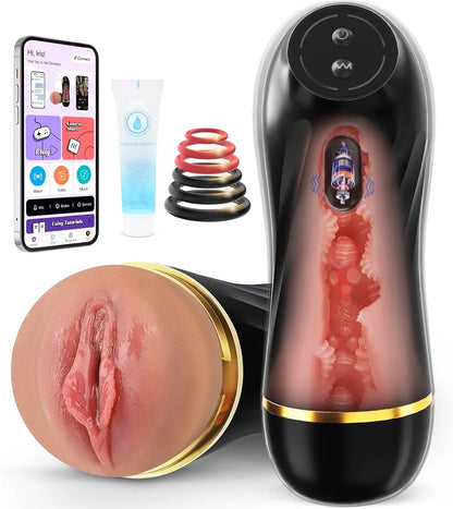 Realistic Textured Vibrating Male Masturbator with 10 Vibration Modes for Penis Training and Pleasure