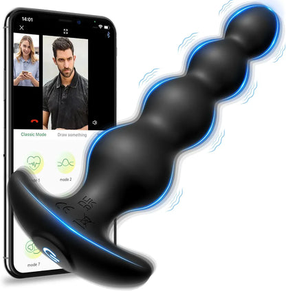 Premium App-Controlled Vibrating Silicone Anal Beads and Prostate Massager with 9 Modes