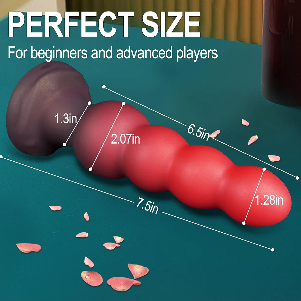 7.5-Inch Ribbed Silicone Anal Trainer with Suction Cup Base