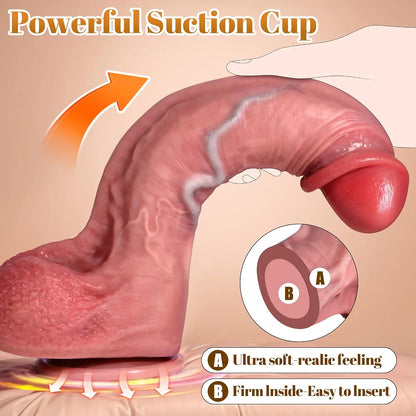 11-Inch Realistic Silicone G-Spot Dildo with Suction Cup Base for Couples and Women